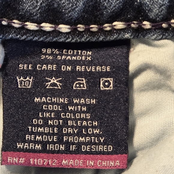 Y2K Vigoss Chelsea Straight Distressed Blue Jeans Women’s 7/8 Rhinestones Bling - Picture 12 of 16